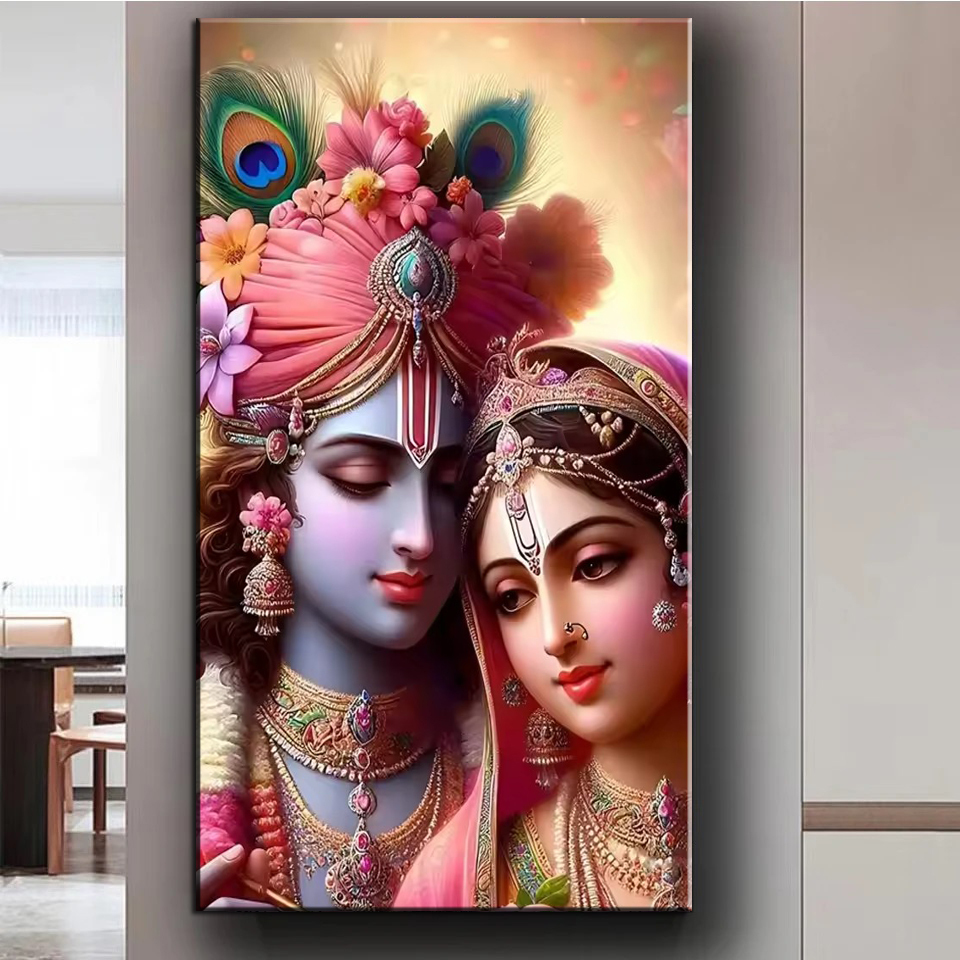 Resin Art Radha Krishna - Senhor indiano Radha Krishna Casal 5D