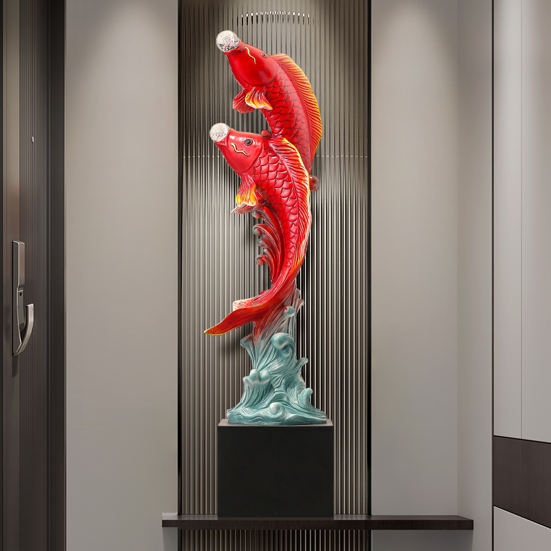 Resin Art Floor - Escultura de peixe com cinco sabores,