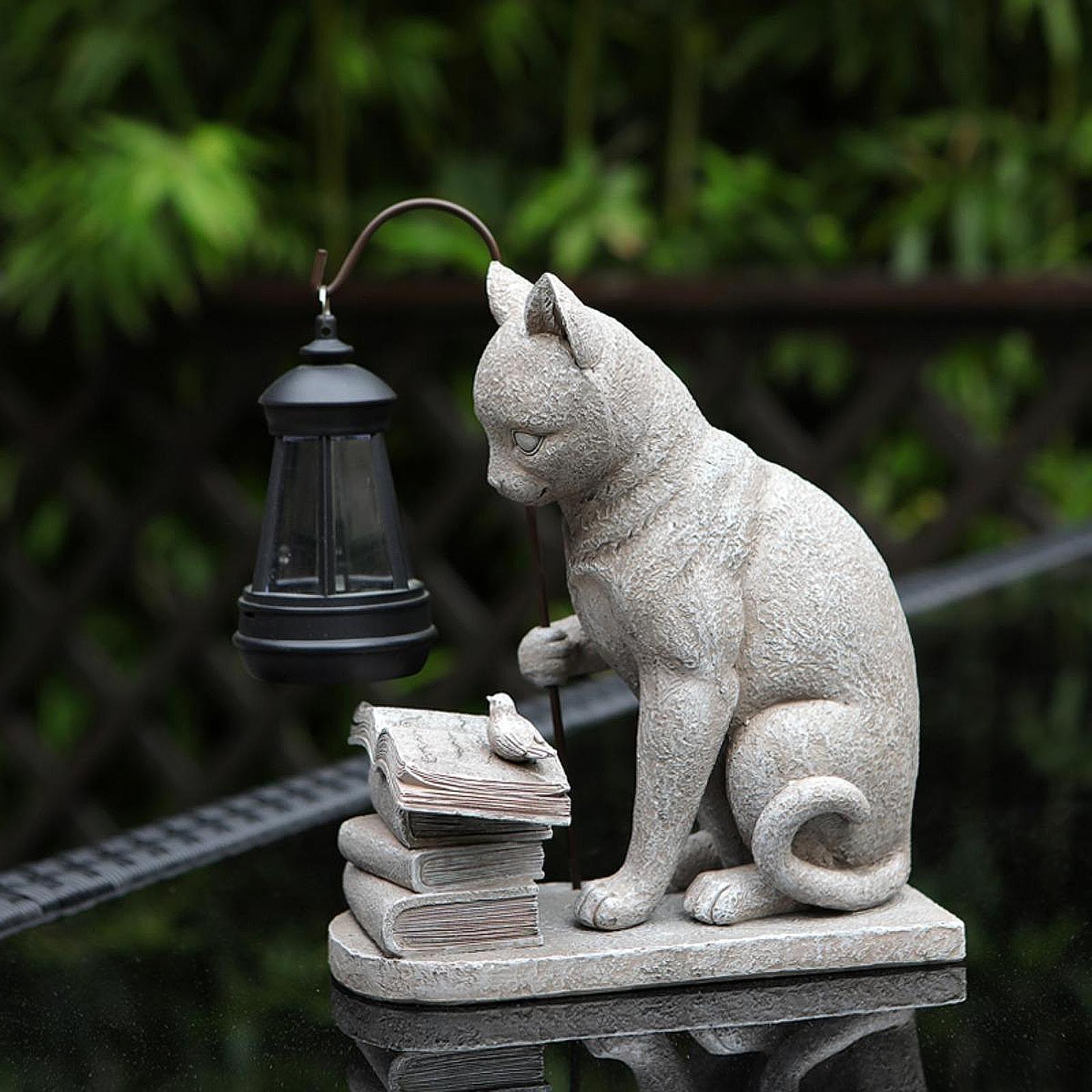 Gato solar jardim mini estátua - Resin Art Sculptures avaliação e preço